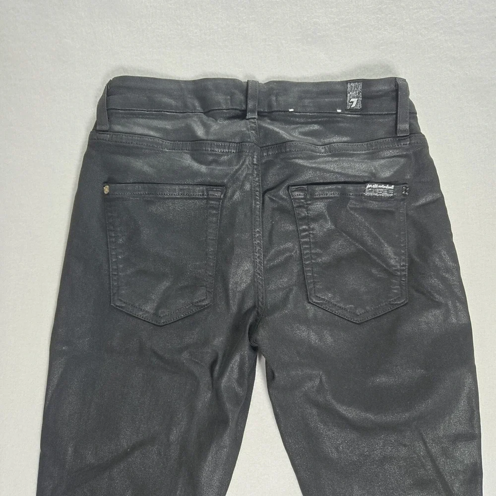 7 For‎ All Mankind Faux Pants Black Size 27 Womens Skinny Ankle Stretch Mid Rise